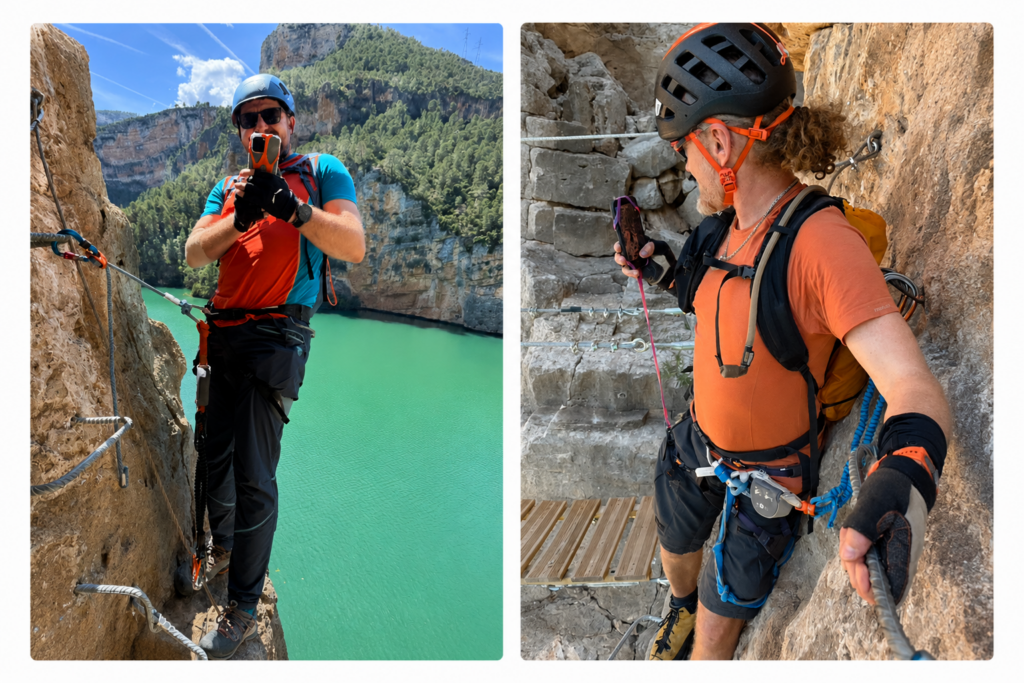 smycz do telefonu dla wspinaczy via ferrata